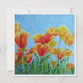 CA Poppy Watercolor Flat Notecard Mitteilungskarte (Vorderseite)
