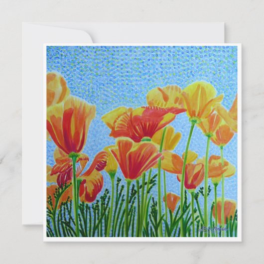 CA Poppy Watercolor Flat Notecard Mitteilungskarte (Vorderseite)