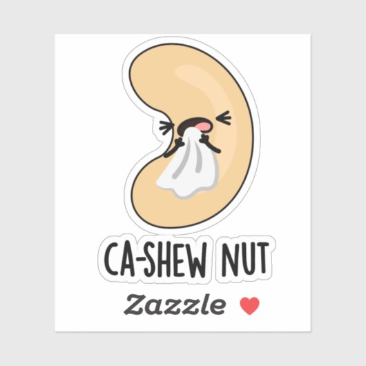 Ca-shew Funny Sneezing Cashew Nut Pun Aufkleber (Blatt)