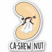 Ca-shew Funny Sneezing Cashew Nut Pun Aufkleber (Vorderseite)