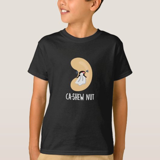 Ca-shew Funny Sneezing Cashew Nut Pun Dark BG T-Shirt (Vorderseite)