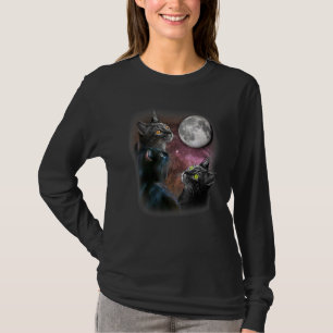 Ca Three Cat Moon 3 Wolfs Niedlich Kitten T-Shirt