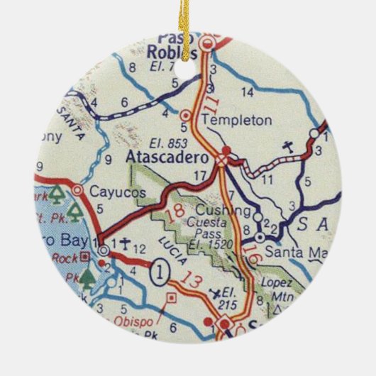 CA Vintage Map Keramik Ornament (Hinten)