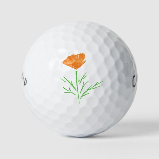 CA Watercolor Poppy Golfball (Vorderseite)