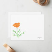 CA Watercolor Poppy Mitteilungskarte (Vorderseite/Rückseite Beispiel)
