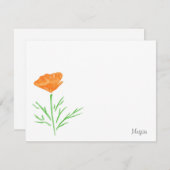 CA Watercolor Poppy Mitteilungskarte (Vorne/Hinten)