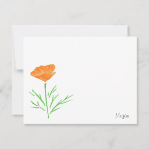 CA Watercolor Poppy Mitteilungskarte