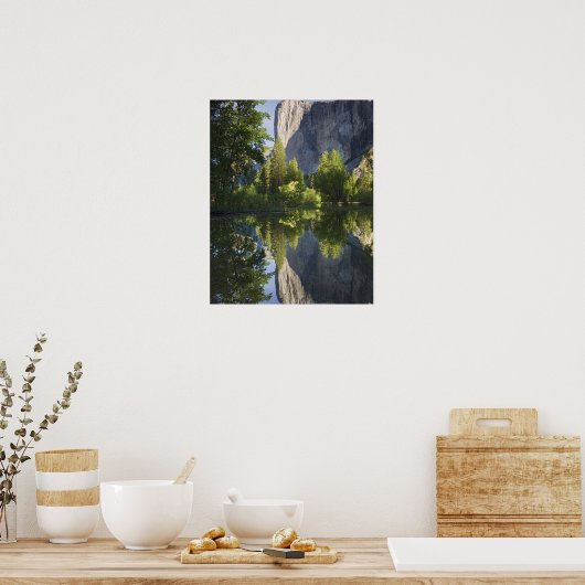 CA, Yosemite NP, El Capitan reflektiert in Merced Poster (Küche)