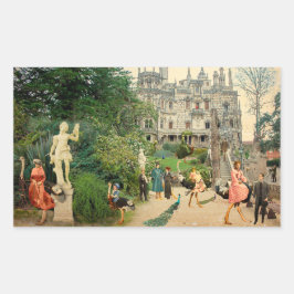 Cabalgando avestruces en A Regaleira (Portugal) Rechteckiger Aufkleber