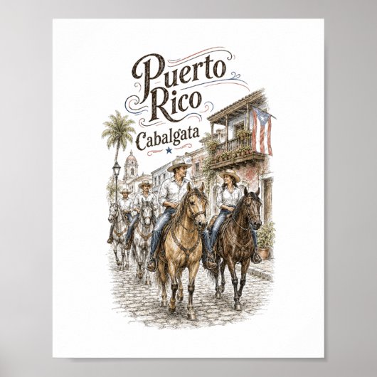 Cabalgata Puerto Rico Reiten 8x10 Poster (Vorne)