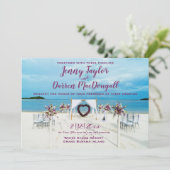 Cabana Beach Hochzeit in Urlaubsort Einladung (Stehend Vorderseite)