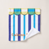 Cabana Beach Yellow Blue Stripes Badhandtuch Set (Waschlappen)