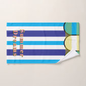 Cabana Beach Yellow Blue Stripes Badhandtuch Set (Handtuch)