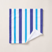 Cabana Blue White Stripes Badhandtuch Set (Waschlappen)