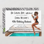 Cabana Boy 40. Geburtstag Party Wochenende Einladu Einladung (Vorne/Hinten)