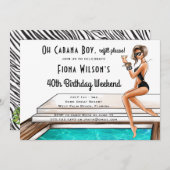 Cabana Boy 40. Geburtstag Party Wochenende Einladung (Vorne/Hinten)