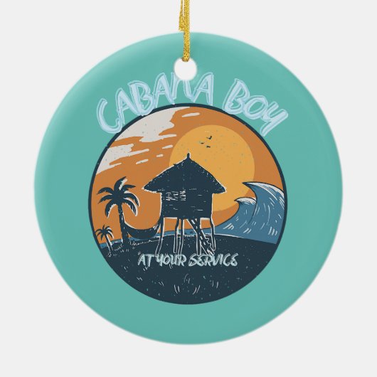 CABANA BOY IN IHREM SERVICE POOL PARTY BOY KERAMIK ORNAMENT (Hinten)