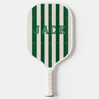 Cabana Green Stripe Monogrammierte Preppy-Pickleba Pickleball Schläger