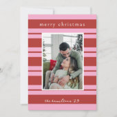 Cabana Pink and red Stripe Preppy Christmas card Einladung (Vorderseite)