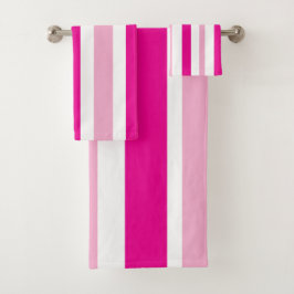 Cabana Pink White Stripes Badhandtuch Set