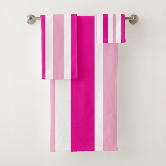 Cabana Pink White Stripes Badhandtuch Set (Insitu)