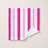 Cabana Pink White Stripes Badhandtuch Set (Waschlappen)