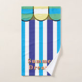 Cabana Scalloped Blue White Yellow Stripes Badhandtuch Set (Handtuch)