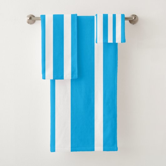 Cabana Sky Blue White Stripes Badhandtuch Set (Insitu)
