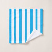 Cabana Sky Blue White Stripes Badhandtuch Set (Waschlappen)
