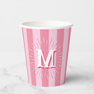 Cabana-Streifen in Rosa personalisiert Pappbecher