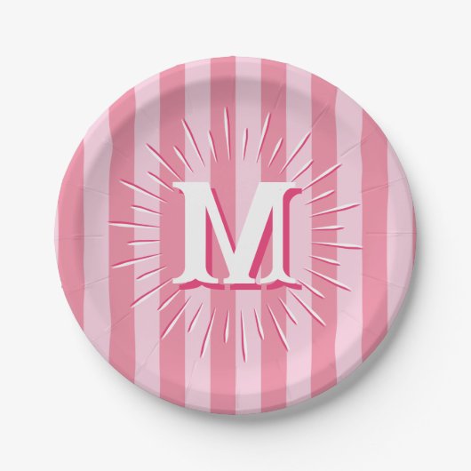 Cabana-Streifen in Rosa personalisiert Pappteller (Vorderseite)