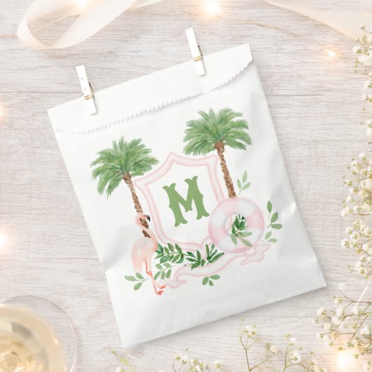 Cabana Streifen Palm Beach Monogramm Wappen Geschenktütchen (Ausgeschnitten)