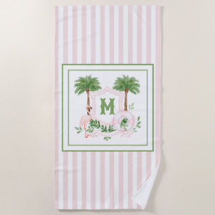 Cabana Streifen Palm Beach Monogramm Wappen Strandtuch