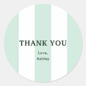 Cabana Strip Sea Green Brautparty Runder Aufkleber (Vorderseite)