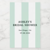 Cabana Strip Sea Green Brautparty Weinetikett (Einzelnes Label)