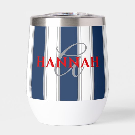 Cabana Stripe Monogram in Navy Blue (Vorderseite)