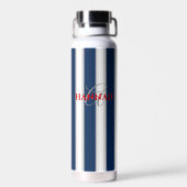 Cabana Stripe Monogram in Navy Blue Trinkflasche (Rückseite)