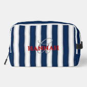 Cabana Stripe Monogram in Navy Blue Waschbeutel (Rückseite)
