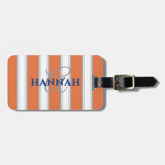 Cabana Stripe Monogram in Orange Gepäckanhänger (Vorderseite horizontal)