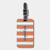 Cabana Stripe Monogram in Orange Gepäckanhänger (Vorderseite vertikal)