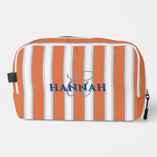 Cabana Stripe Monogram in Orange Waschbeutel (Vorderseite)