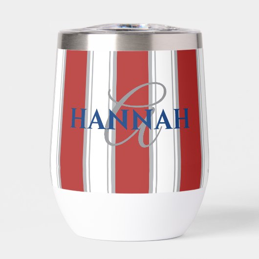 Cabana Stripe Monogram in Rot (Vorderseite)