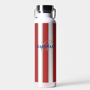 Cabana Stripe Monogram in Rot Trinkflasche