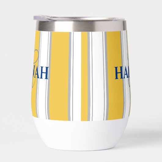 Cabana Stripe Monogramm in Gelb (Rechts)