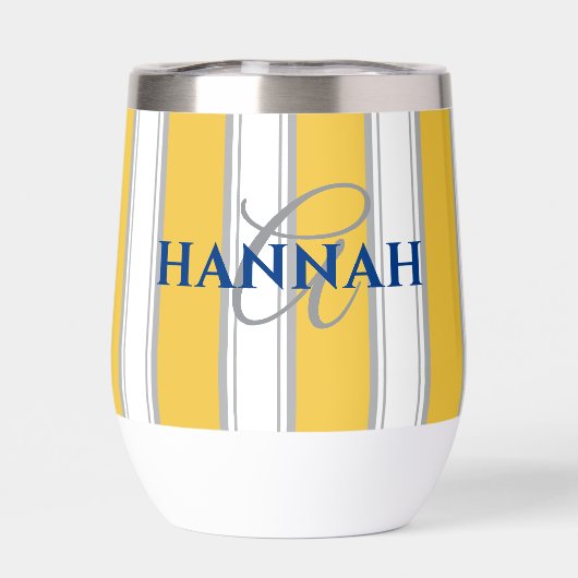 Cabana Stripe Monogramm in Gelb (Rückseite)