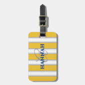 Cabana Stripe Monogramm in Gelb Gepäckanhänger (Vorderseite vertikal)
