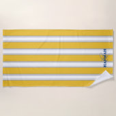 Cabana Stripe Monogramm in Gelb Strandtuch (Vorderseite)