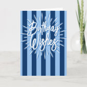 Cabana Stripes "Birthday Wishings" Burst in Blue Karte (Vorderseite)