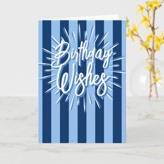 Cabana Stripes "Birthday Wishings" Burst in Blue Karte (Gelbe Blume)