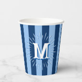 Cabana Stripes in Blue Personalized Pappbecher (Rückseite)